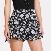 Shein Calico Print Frill Hem Shorts