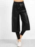 Shein Black Faux Leather Wide Leg Pants