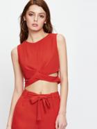 Shein Red Cut Out Crop Vest