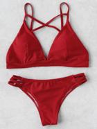 Shein Cross Strap Triangle Bikini Set