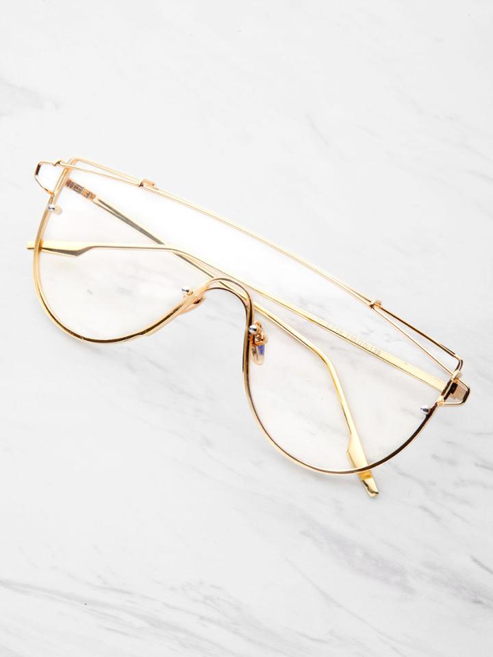 Shein Metal Arm Tinted Lens Visor Sunglasses
