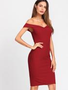 Shein Fold Over Sleeve Sweetheart Neck Dress