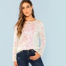 Shein Sequin Embellished Sheer Blouse