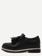 Shein Black Round Toe Elastic Mixed Espadrille Pu Shoes