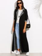 Shein Black Lapel Long Sleeve Convertible Maxi Outerwear