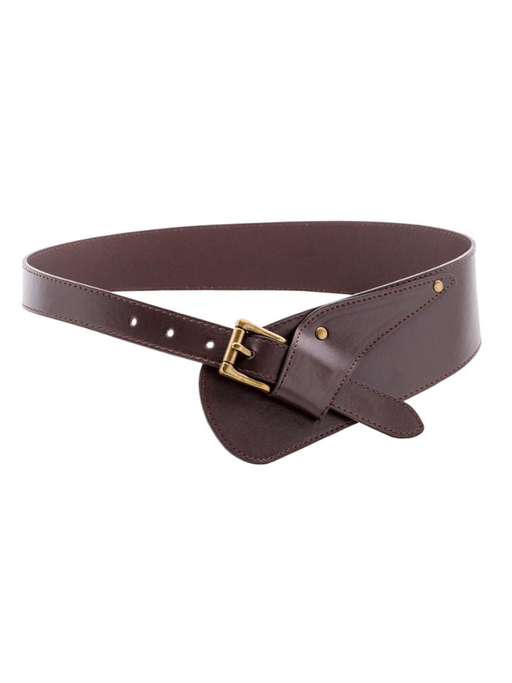 Shein Coffee Faux Leather Buckled Stylish Wrap Belt