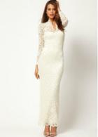 Rosewe Party Essential Lace Splicing Ankle Length Dress White