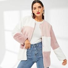 Shein Cut And Sew Faux Fur Coat