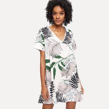 Shein Palm Leaf Print Tunic Dress