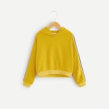 Shein Girls Contrast Striped Tape Side Hoodie