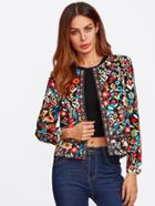Shein Press Button Placket Botanical Jacket
