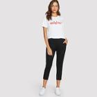 Shein Letter Embroidered Tee & Pants
