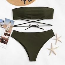 Shein Plus Plain Bandeau Bikini Set