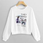 Shein Mixed Print Crop Sweatshirt