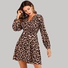 Shein Button Front Leopard Print Dress
