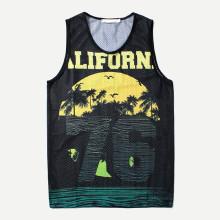 Shein Men Tropical And Letter Print Vest