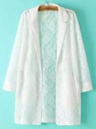 Shein White Notch Lapel Lace Loose Blazer