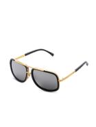 Shein Contrast Top Bar Mirror Lens Sunglasses