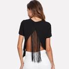 Shein Contrast Fringe Back And Backless Tee