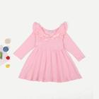 Shein Toddler Girls Ruffle Trim Bow Tie Solid Dress