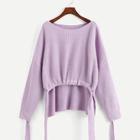 Shein Solid Knot Dip Hem Jumper