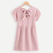 Shein Bow Tie Back Gingham Dress