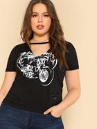 Shein Cutout Neck Graphic Tee