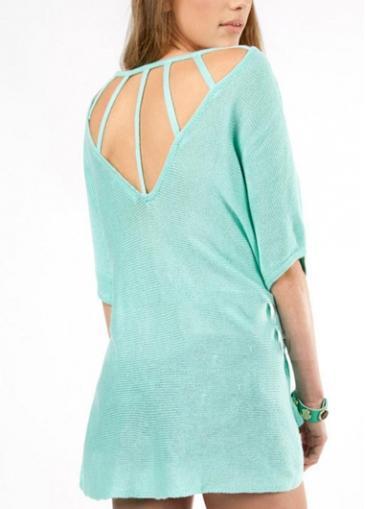 Rosewe Fine Quality Open Back Half Sleeve Woman Sweaters