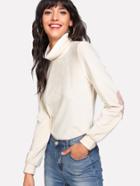 Shein Cowl Neck Elbow Patch Detail Top