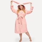 Shein Plus Self Belted Rabbit Hooded Teddy Night Dress
