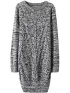 Shein Cable Knit Long Pale Grey Pullover Fairisle Sweater