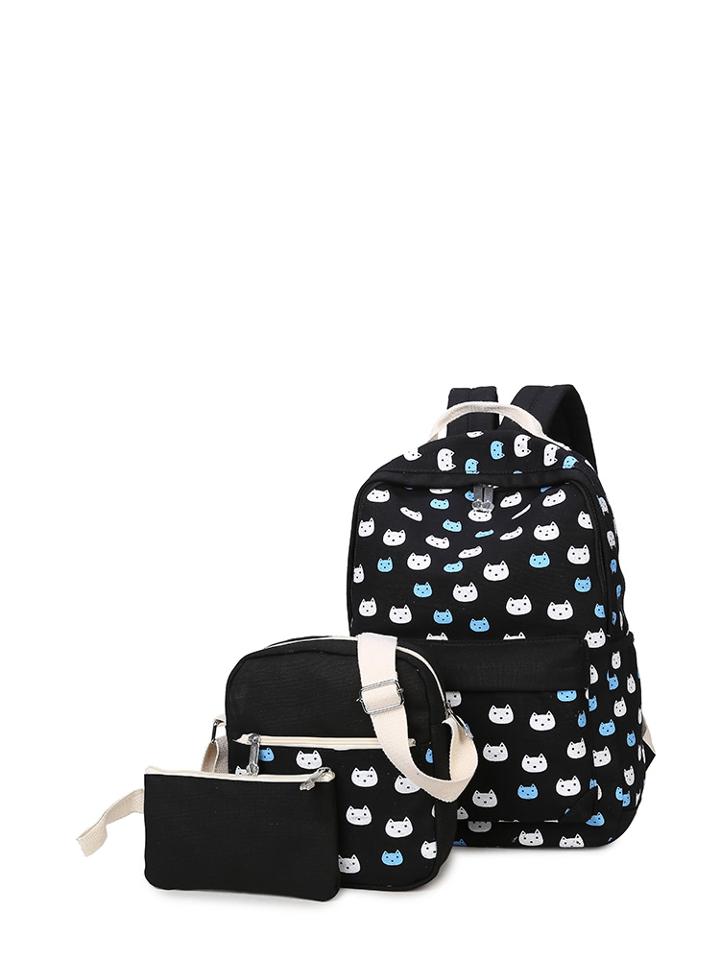 Shein Cat Print Combination Bag 3pcs