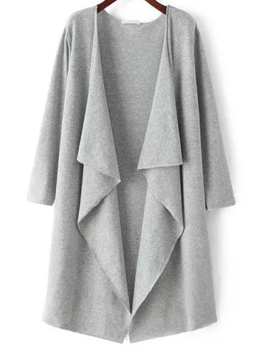 Shein Grey Long Sleeve Loose Casual Cardigan