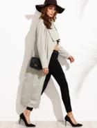Shein Grey Chevron Tweed Shawl Collar Duster Coat
