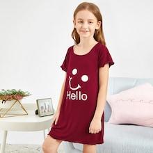 Shein Girls Smile & Letter Print Night Dress