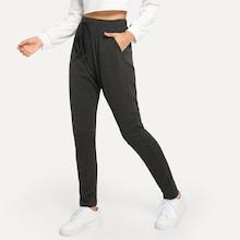 Shein Drawstring Waist Pocket Solid Pants
