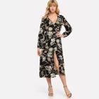 Shein Wrap Floral Collar Dress