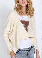 Rosewe Stylish Beige Long Sleeve Woman Cardigans With Pocket