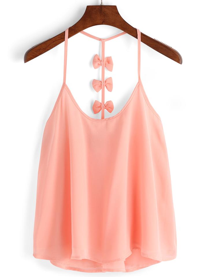 Shein Bow Tie Racerback Chiffon Cami Top