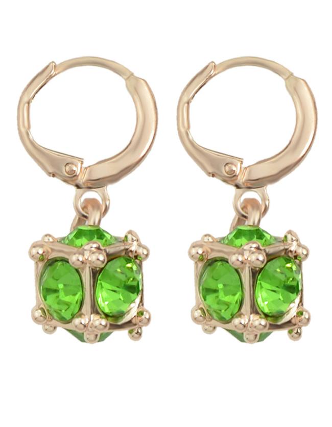 Shein Green Rhinestone Clip On Earrings