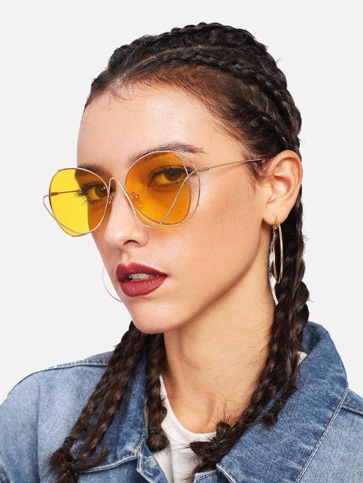 Shein Tinted Lens Asymmetrical Frame Sunglasses