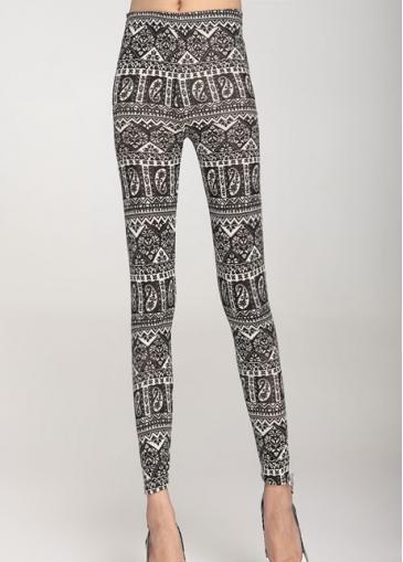 Rosewe Cozy Elastic Mid Waist Printed Leggings For Lady