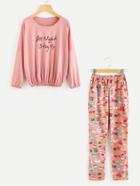 Shein Cartoon Print Pullover Pajama Set
