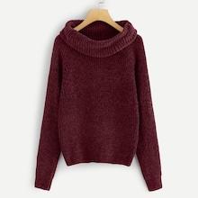 Shein Raglan Sleeve Cowl Neck Chenille Jumper