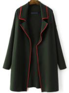 Shein Army Green Contrast Edge Open Front Sweater Coat