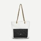 Shein Color-block Faux Fur Chain Tote Bag