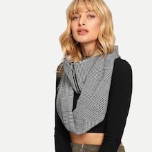 Shein Zipper Decorated Houndstooth Infinity Scarf