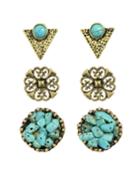 Shein Blue Turquoise Triangle Stud Earring