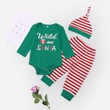 Shein Toddler Boys Slogan Jumpsuit & Striped Pants & Hat