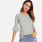 Shein Flounce Sleeve Knit Ribbed Top
